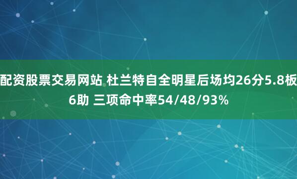 配资股票交易网站 杜兰特自全明星后场均26分5.8板6助 三项命中率54/48/93%